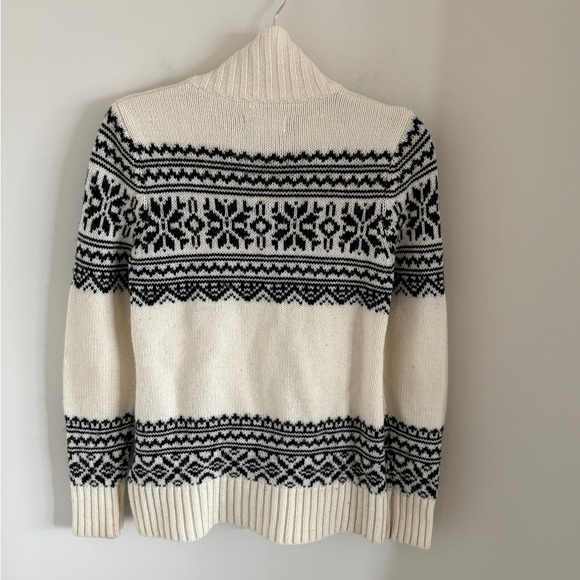 Cozy Black and White Cowl Neck Sweater Wool Blend Nordic Patterns Size XS/TP - Picture 4 of 6